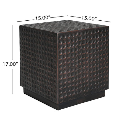 Copper Magnesium Oxide Side Table - 15" Cube Accent Table