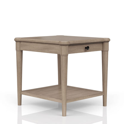 Sand Finish End Table with Storage Drawer for Living Room
