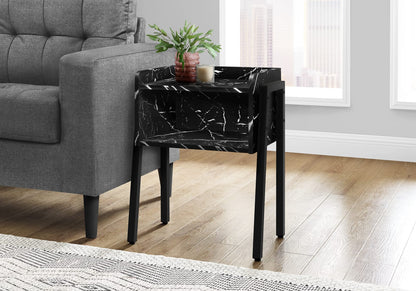 Black Metal Accent Table with Storage - 2 Tier Side Table for Living Room
