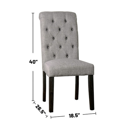 Antique Black Wood Fabric Dining Chairs Set for Dining Room