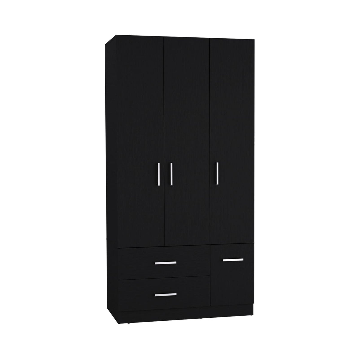Black 71" Wardrobe with Hanging Rod & Shelves