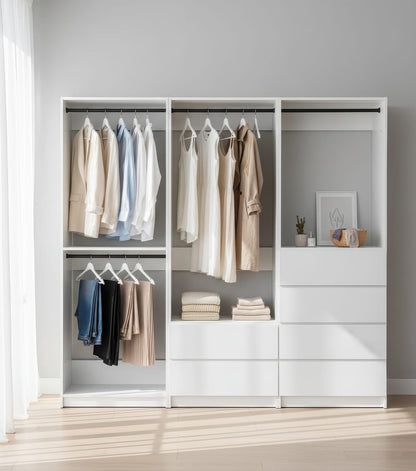 White Wood Walk-In Closet System - 5 Modular Units