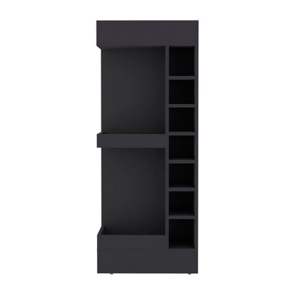 Black Engineered Wood Storage Cabinet with 16 Shelves for Living Room