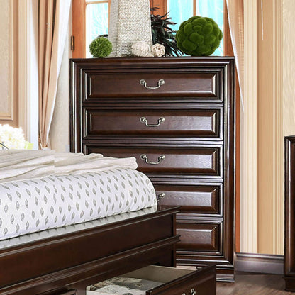 Brown Cherry Solid Wood Transitional Chest for Bedroom Storage