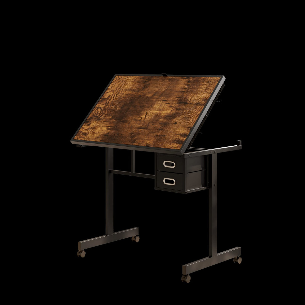 Black Jigsaw Puzzle Table with Storage Drawers