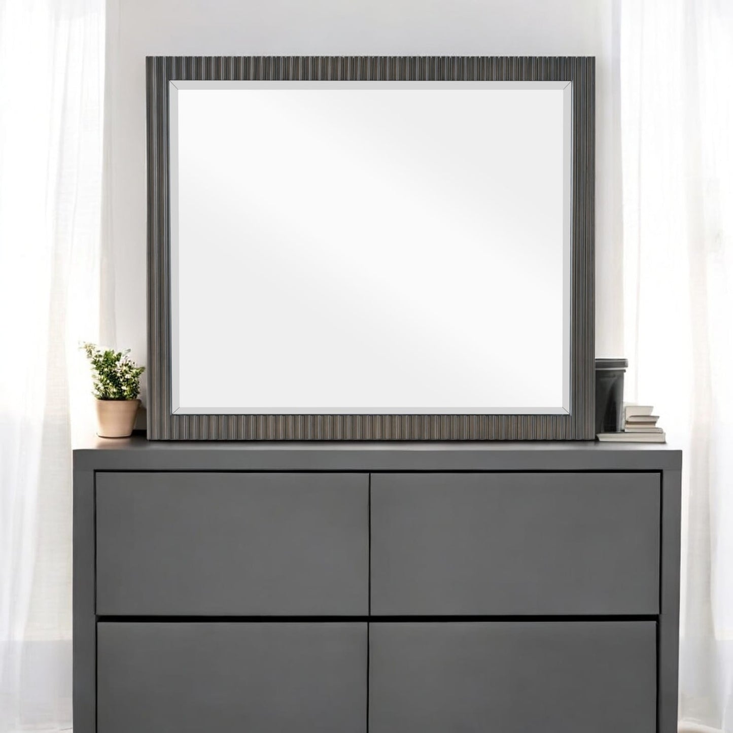 Espresso Mirror with Beveled Edge - 42" Vanity Mirror