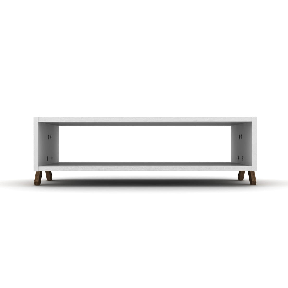 Walnut Wood Coffee Table with Shelves - 23" x 35"