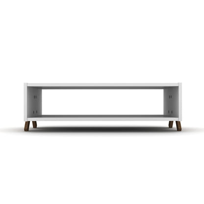 Walnut Wood Coffee Table with Shelves - 23" x 35"