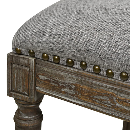Gray Rattan Bar Stool - Wood & Fabric Comfort for Dining Room