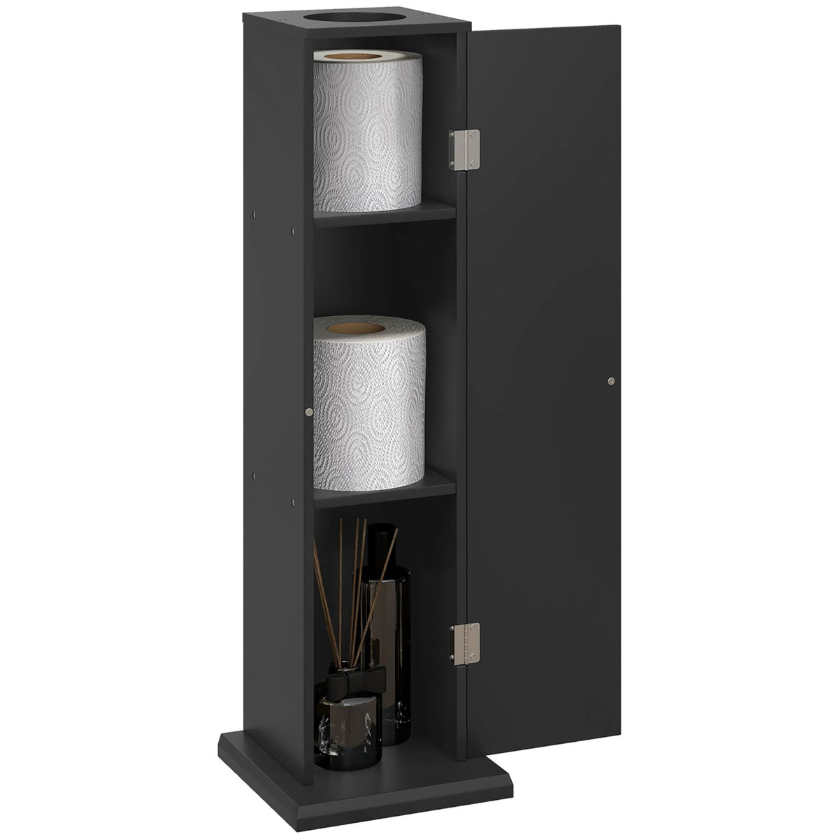 Black Engineered Wood Corner Bathroom Storage Cabinet Upgrade