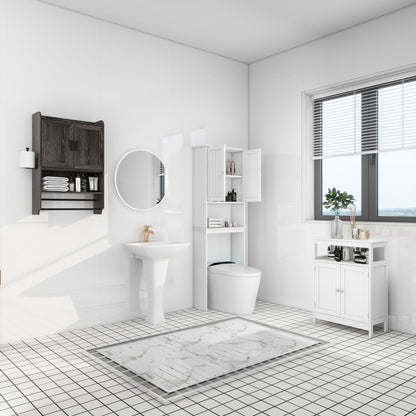 Grey MDF Bathroom Wall Cabinet with Adjustable Shelves