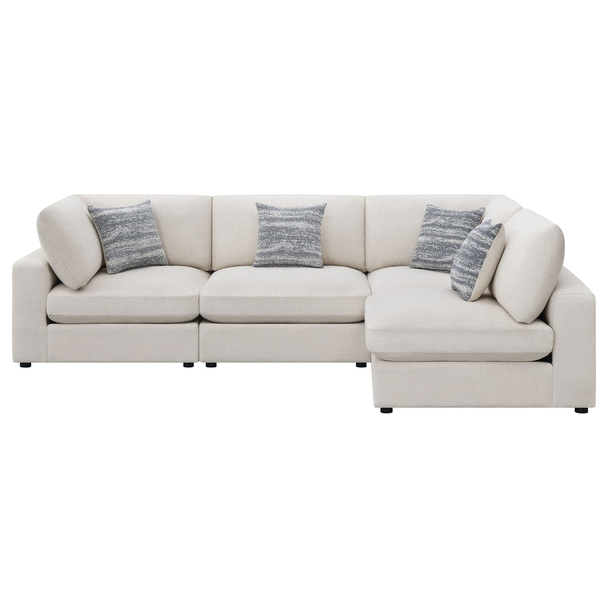 Beige Upholstered 4 Seat Sectional Sofa