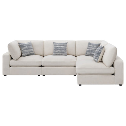 Beige Upholstered 4 Seat Sectional Sofa