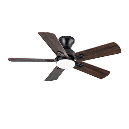 Black Solid Wood Low Profile Ceiling Fan with Light