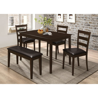Brown Rectangular Dining Table with Chairs and Bench for Dining Room