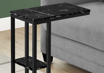 C-Shaped Accent Table - Black Marble Look for Living Room