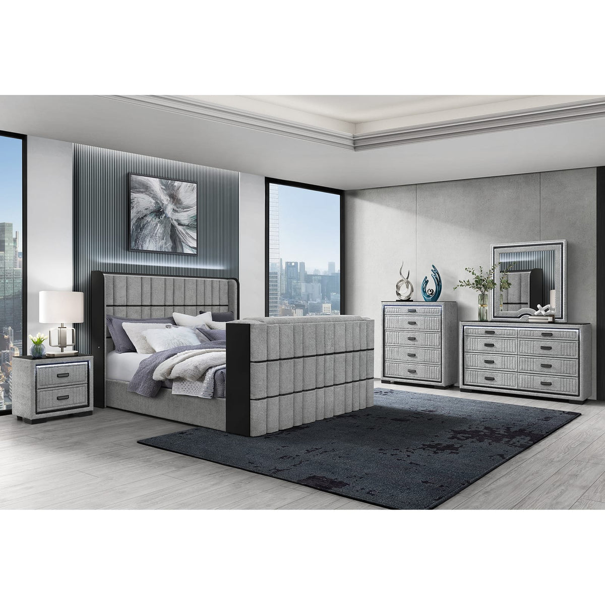Isaiah Grey Dresser - Gray Upholstered Storage