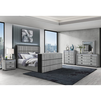 Isaiah Grey Dresser - Gray Upholstered Storage