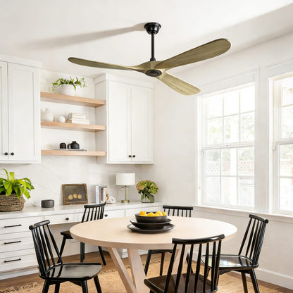 72 Inch Ash Brown Ceiling Fan with Wood Blades - Remote Control