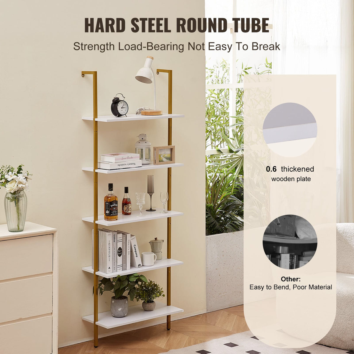 Gold Iron Wall Shelf Storage Rack for Living Room Display