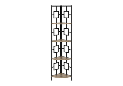 4 Tier Taupe Metal Corner Bookshelf - 62"H for Living Room