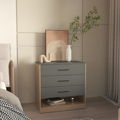 Gray Dresser - 3 Drawers, 1 Shelf - Engineered Wood for Bedroom