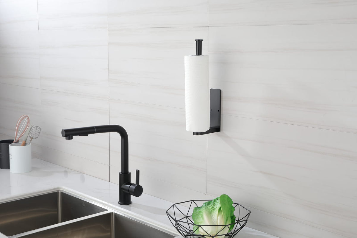Matte Black Stainless Steel Paper Towel Holder for Kitchen Storage