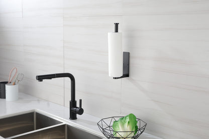 Matte Black Stainless Steel Paper Towel Holder for Kitchen Storage