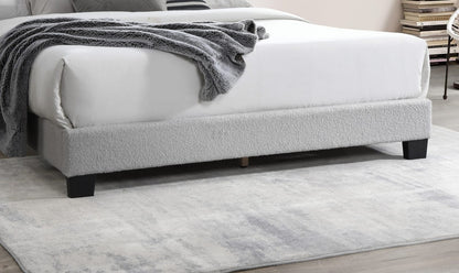 Queen Light Gray Wool Bed Frame Modern Bedroom Bed