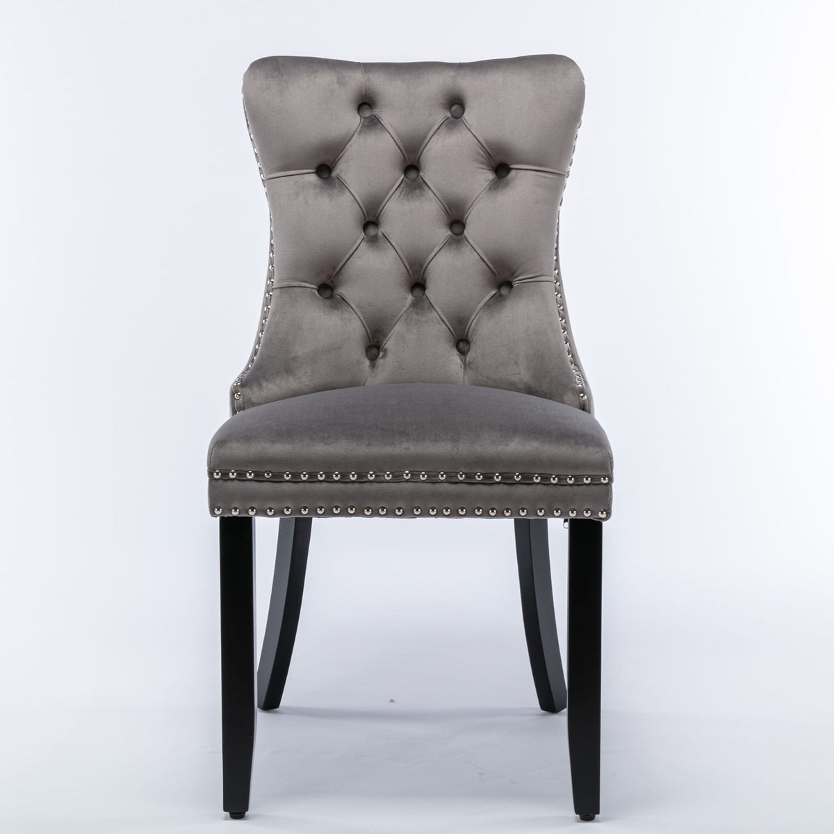 Gray Velvet Dining Chairs - Set of 2 Modern Upholstered Chairs