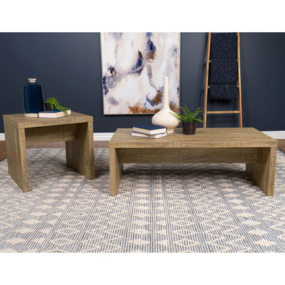 Natural Mango Wood Square End Table - 23.5" for Living Room