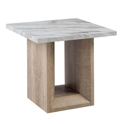 Gregory End Table - Black & Ivory Faux Marble