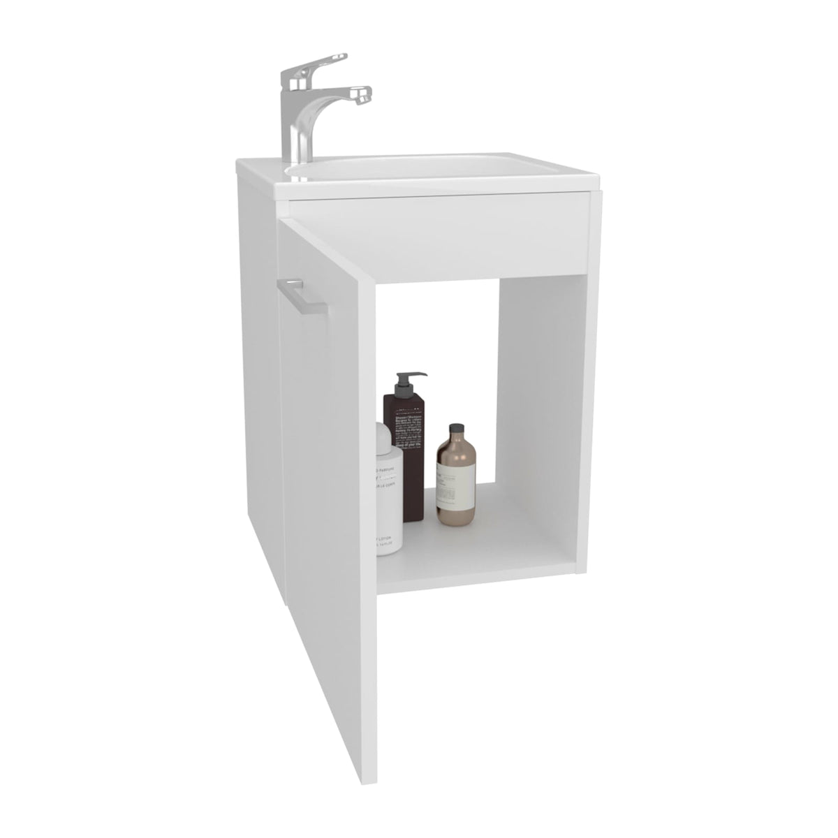 White MDF Bathroom Vanity - 15.7" Floating Storage