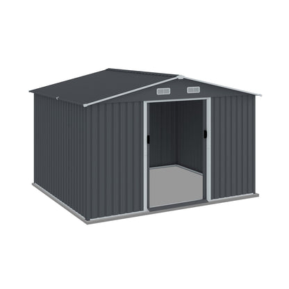 Large Grey Metal Storage Shed for Garden & Outdoor Use