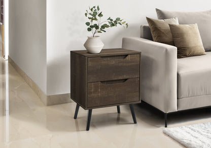Brown Accent Table with Storage Drawers - Modern Side Table
