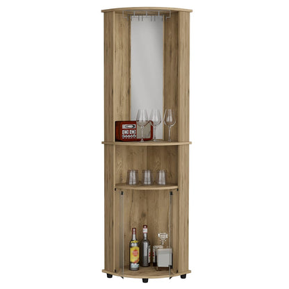 Beige Three Shelf Corner Cabinet - 74.4" Tall for Living Room