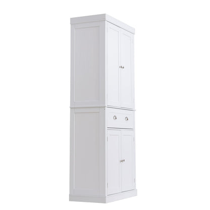 72" White Kitchen Pantry Cabinet with Adjustable Shelves for Living Room