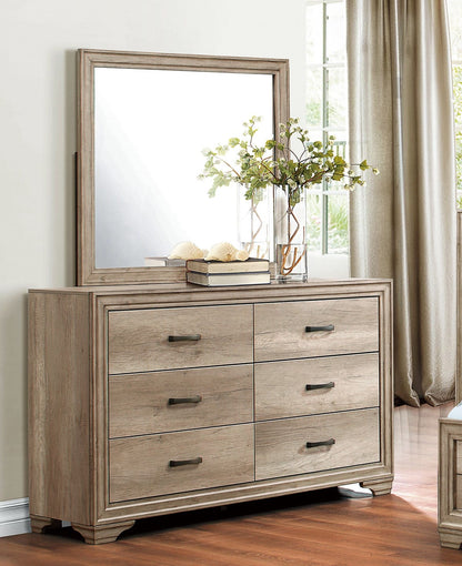 Natural Wood 6 Drawer Dresser - Bedroom Furniture