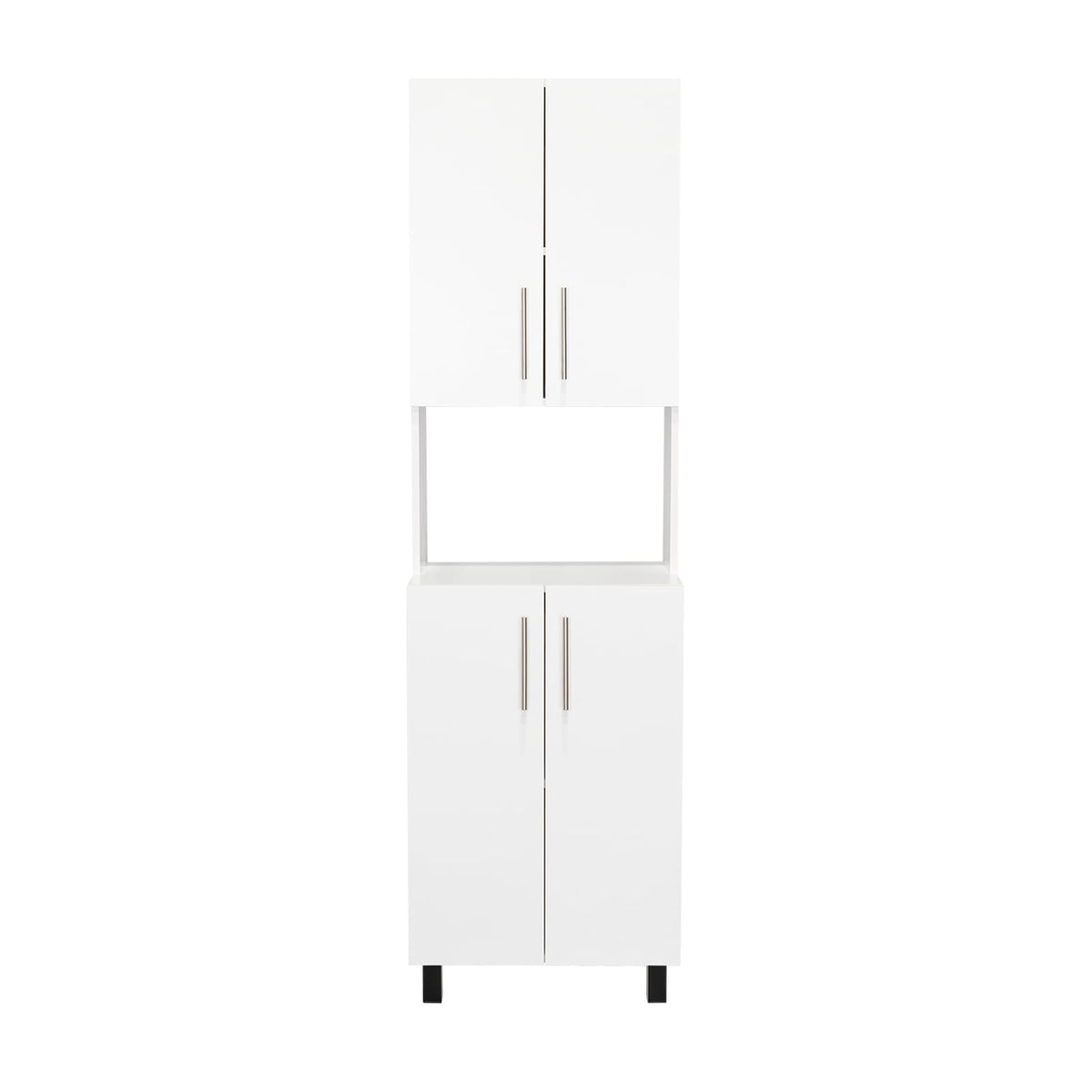 White Engineered Wood Pantry Cabinet with Hutch for Kitchen Storage for Living Room
