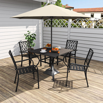 Black 5 Piece Patio Dining Set - Outdoor Table & Chairs