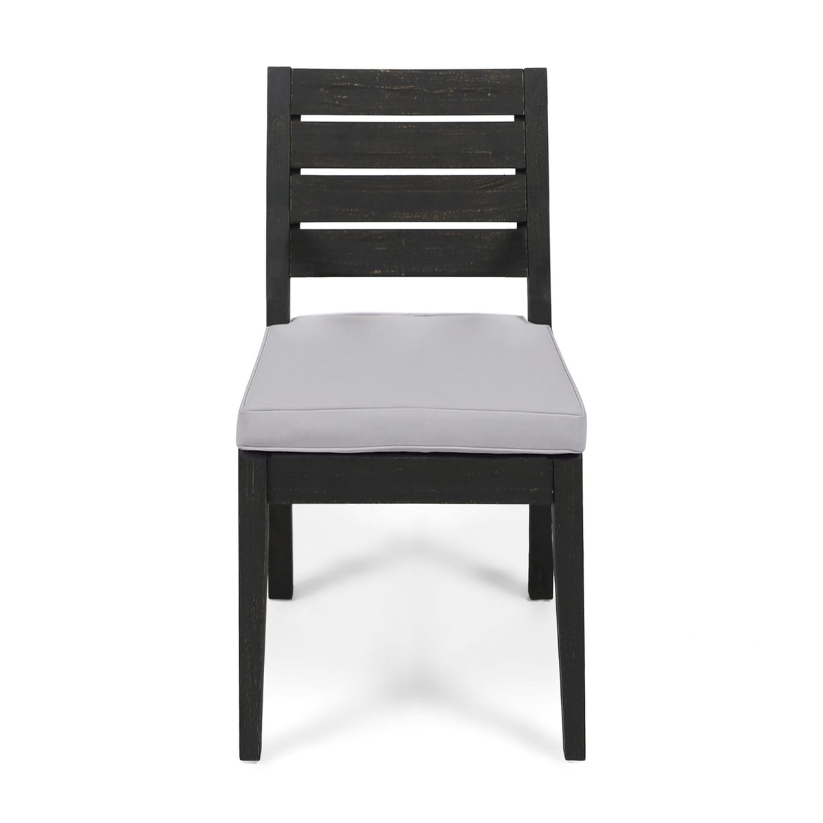 Light Grey Acacia Wood Dining Chairs - Set of 2 Outdoor Armless Patio Seating