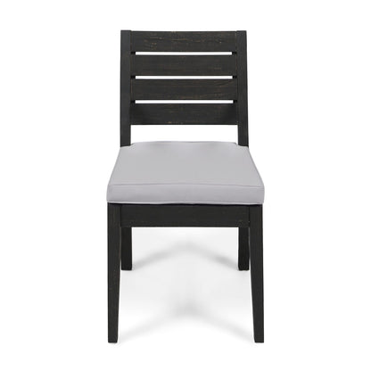Light Grey Acacia Wood Dining Chairs - Set of 2 Outdoor Armless Patio Seating
