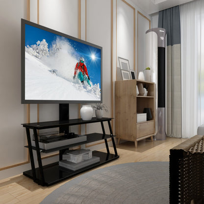 Black Tempered Glass TV Stand - 32-65 Inch Fits