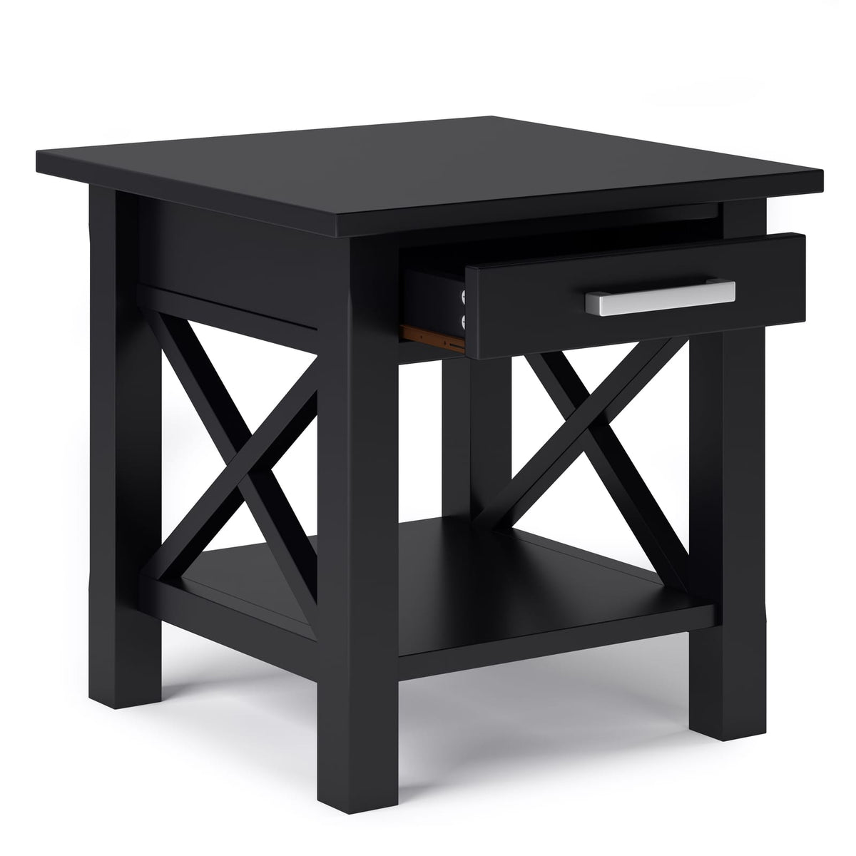 Black Wood End Table with Drawer for Bedroom Storage for Living Room