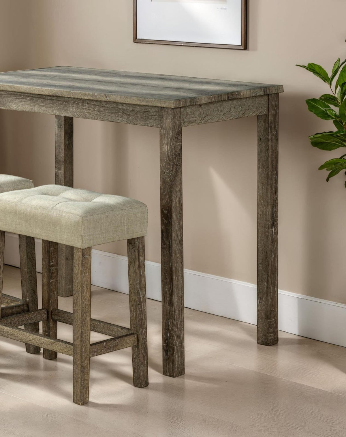 Beige Brown Rectangular Dining Table Set with Chairs