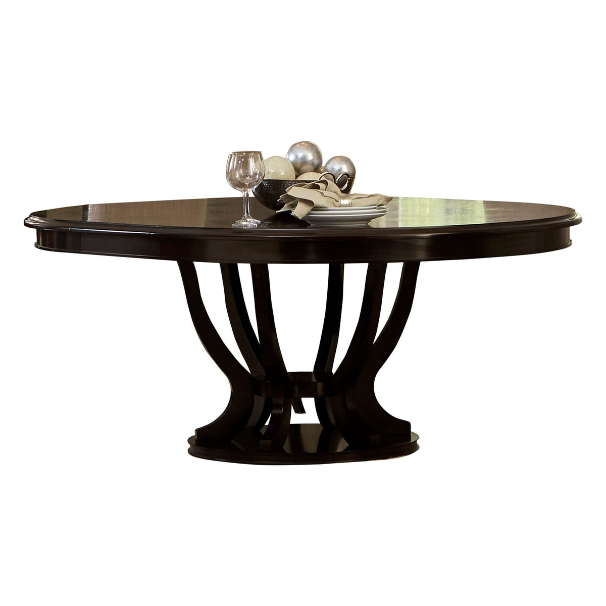 Espresso Wood Dining Table with Extension Leaf for Family Dining Room