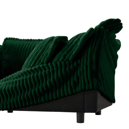 Green Corduroy Sofa with 1 Pillow - 41.75" Seat for Living Room