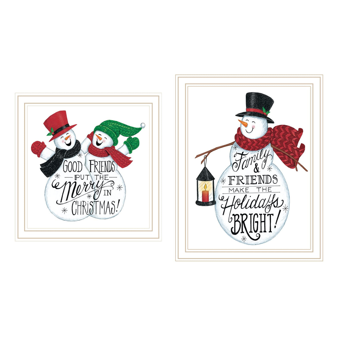 Trendy Framed Wall Art - Good Friends Snowman Multicolor