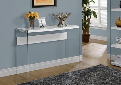 44" White Glass Console Table - Modern Accent Table