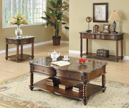 Mahogany Square End Table with Marble Top